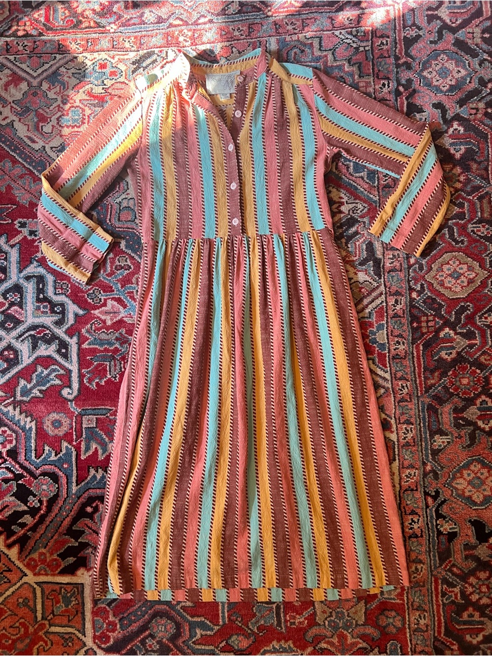 Ace & Jig Grace Button Front Midi Dress i  Colorful Stripe Print— Womens Small
